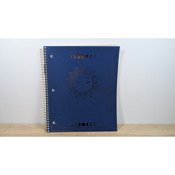 Five Star Sun & Moon Design Spiral Notebook, 1 Subject, 120 Pages Navy Blue, New - Picture 1 of 2